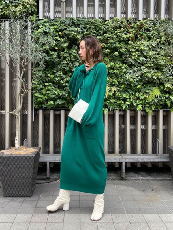 グリーン系 Mオンラインショップ 定価以下 Erte Tokyo ポロロングニットワンピース グリーン新品 F ロングワンピース ワンピース グリーン系m 104 Eur Artec Fr